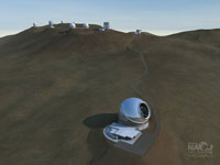 マウナケア山頂の望遠鏡群とTMT 完成予想図